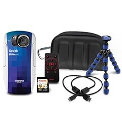 KODAK Burton-Set Mini-Camcorder Playsport II Zx5 - blau + Karte + Stativ + Fernbedienung + Etui + Kabel + Gurt Playsport .