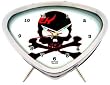 Black Skull Red Tribal Print Red Outline White Alarm Clock