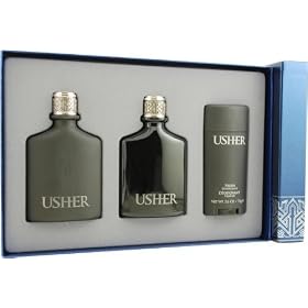 Usher by Usher for Men. Set-Eau De Toilette Spray 3.4-Ounces & Aftershave Tonic Spray 3.4-Ounces & Deodorant Stick 2.6-Ounces