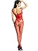 Amoretu Womens Sexy Lingerie Fishnet Bodysuits Crotchless Bodystocking Red
