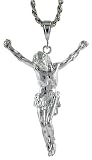 Sterling Silver Super Extra Large Diamond Cut Jesus Pendant
