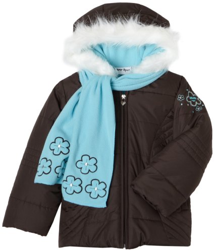 Amy Byer Girls Scarf Jacket With Solid Scarf,Brown