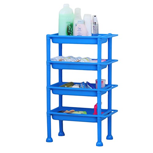 4 Tier Kitchen Bathroom Heavy Duty Square Corner Plastic Storage Shelf