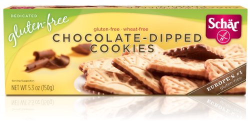 Schar Chocolate-Dipped Cookies, 5.3-Ounce Boxes (Pack of 4)