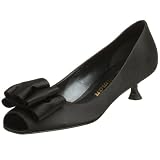 Delman Women's Step-up Peep Toe Pump,Black,5 M