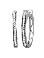 Diamond Huggie Hoop Earrings in 10K White Gold (0.10 carat, H-I, I1 Clarity)