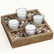 Wood Glass and Stone Light Votive Holder