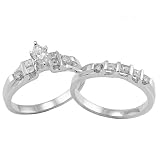 7/8ctw Marquise Diamond Wedding Set in 14k White Gold (HI/I1)