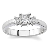 18k White Gold or Yellow Gold Three-Stone Princess-Cut Diamond Ring (H/SI2, 1/2 ct. tw.)
