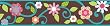 Brown and Teal with Pink Floral Scroll Wall Border