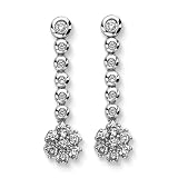 14K White Gold 1 1/4 ct. Diamond Bezel Set Fashion Dangle Earrings