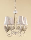 AF Lighting Rooster 4 Light Chandelier With Cream Checkered Shades Antique Iron