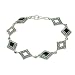 Sterling Silver Marcasite and Onyx Diamond Shape Deco Bracelet , 7.5"