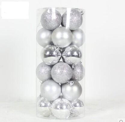 Cmyk® Solid Colored Shatterproof 24pk 2.4-inch (60mm) Christmas Balls Ornament in PVC (Silver) Cmyk® Solid Colored Shatterproof 24pk 2.4-inch (60mm) Christmas Balls Ornament in PVC (Silver)