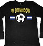 El Salvador Flags International Soccer Mens Thermal Shirt, Salvadorian National Pride Soccer Men's Long Sleeve Thermal Style Shirt