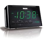 RCA RC40 AM/FM Alarm Clock Radio with Large Green LED Display (Black)