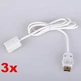 Neewer 3x 95CM USB Male to Female Extension Cable White for Nintendo Wii Re ....