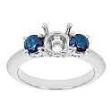18k White Gold Engagement Setting with Sapphire Accents and Platinum prong Head