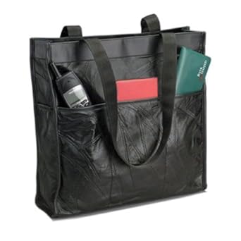 Embassy Italian Stone Design Genuine Leather Shopping/Travel Bag - Black Embassy Italian Stone Design Genuine Leather Shopping/Travel Bag - Black