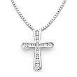 18k White Gold Diamond Cross Pendant with Chain (0.26 cttw, H, SI)