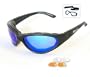 Body Specs Sunglasses or Goggles BSG Matte Black Frame Blue Mirror, Light Rust, and Clear 3 Lens Set