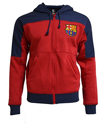 Fc Barcelona Hoodie Adults Zip Front Fleece Sweatshirt Jacket Blue (S)