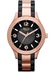 Relic by Fossil Bristal Black Ceramic Gold Tone Womens Watch ZR34213
