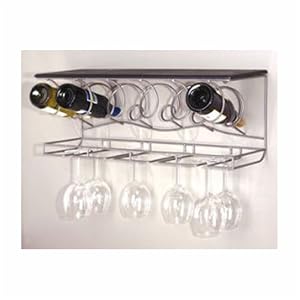 The Wine Bar -- Wine and Wine Glass Rack -- 6 Bottles, 8 Stems, from Oenophilia by