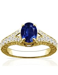18K Yellow Gold Oval Cut Blue Sapphire Fana Designer Ring (GIA Certificate)