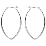 Sterling Silver Elongated Marquis Hoop Earring