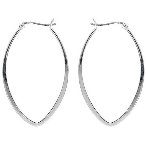 Sterling Silver Elongated Marquis Hoop Earring