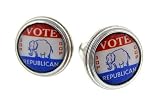 Silver plated "Vote Republican" ball back cufflinks with presentation box