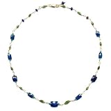 14K Gold Apatite, Emerald & Chrome Diopside Deco Necklace