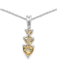 0.90 Carat Genuine Citrine Sterling Silver Pendant Necklace. 18"