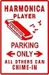 HARMONICA PLAYER PARKING novelty NEW sign