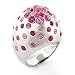 Silvertone Rose & Pink Swarovski Crystal Dome Ring