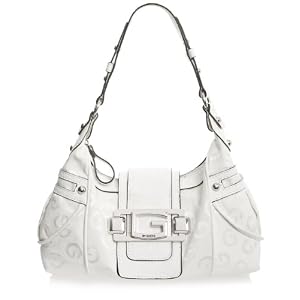 G by GUESS Ravillo Top Zip Bag- white