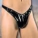 Men's Patent PVC Thong Red Stitching Lycra Back Offered in Black Only One Size