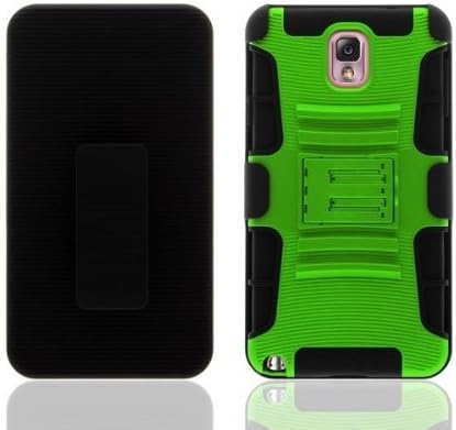 Samsung Galaxy Note 3 Case, By Crazycov Side Stand Cover Case with Holster (green)