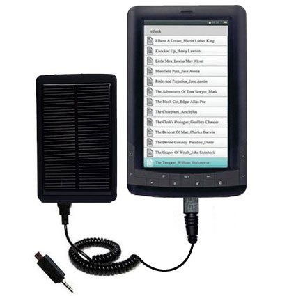 Solar Powered Rechargeable External Battery Pocket Charger for the Laser Ebook EB7C - uses Gomadic TipExchange Technology