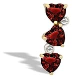 14K Yellow Gold Genuine Heart Garnet and Diamond 3-Stone Pendant