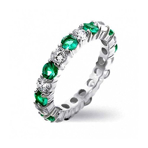 Bling Jewelry Sterling Silver Cz Green Simulated Emerald Eternity Band