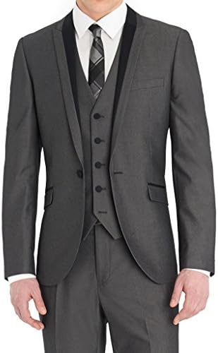 AMORSTORE Men's Grey Slim Fit 2-Piece Dinner Suit