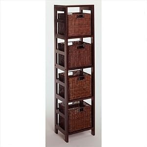 Espresso 4 Section Storage Shelf and Baskets