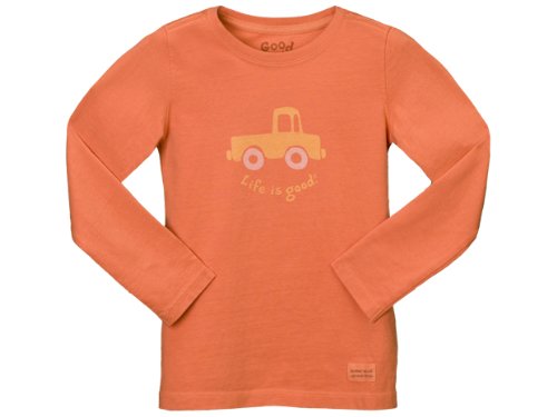 Life is Good Unisex Infant/Toddler Crusher Long Sleeve Tee Elemental Truck, Pumpkin Orange, X-Small (4T)