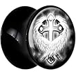13mm Black Acrylic Black And White Embraced Cross Saddle Plug