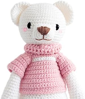 Woolzi: Handmade Premium Cotton White Big Pink Bear with Removable Pink Sweater Organic Plush Stuffed Animal | Babyfirsttv Rainbow Horse Soft Plush Toy Baby Shower Gifts Toys Deals Big Plush Toys, Baby Gift, New Baby Gift, Plush Animals, Teddy Bears, Baby Toys, Plush Puppets, Baby First Tv