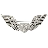 Heart Wing Crystal Brooch Pin