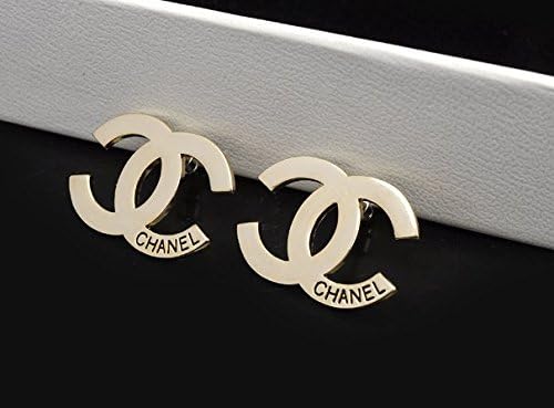 Women's Fashion Jewelry Stainless Steel and Crystal Ear Stud/ Earring (big gold stud)