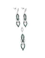Sterling Silver Micro Pave Cubic Zirconia Earrings and Pendant Set